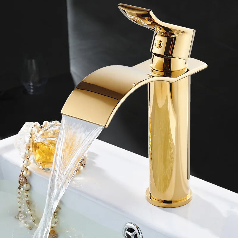 Gold White Waterfall Faucet