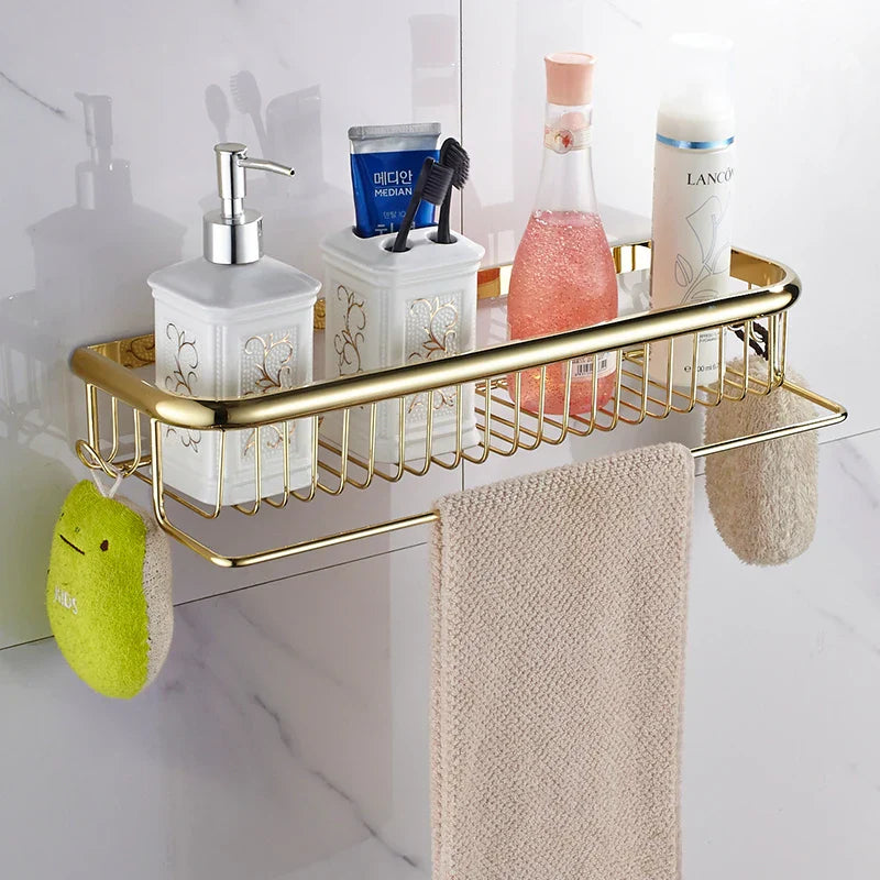 Gold Brass Bathroom Shelf