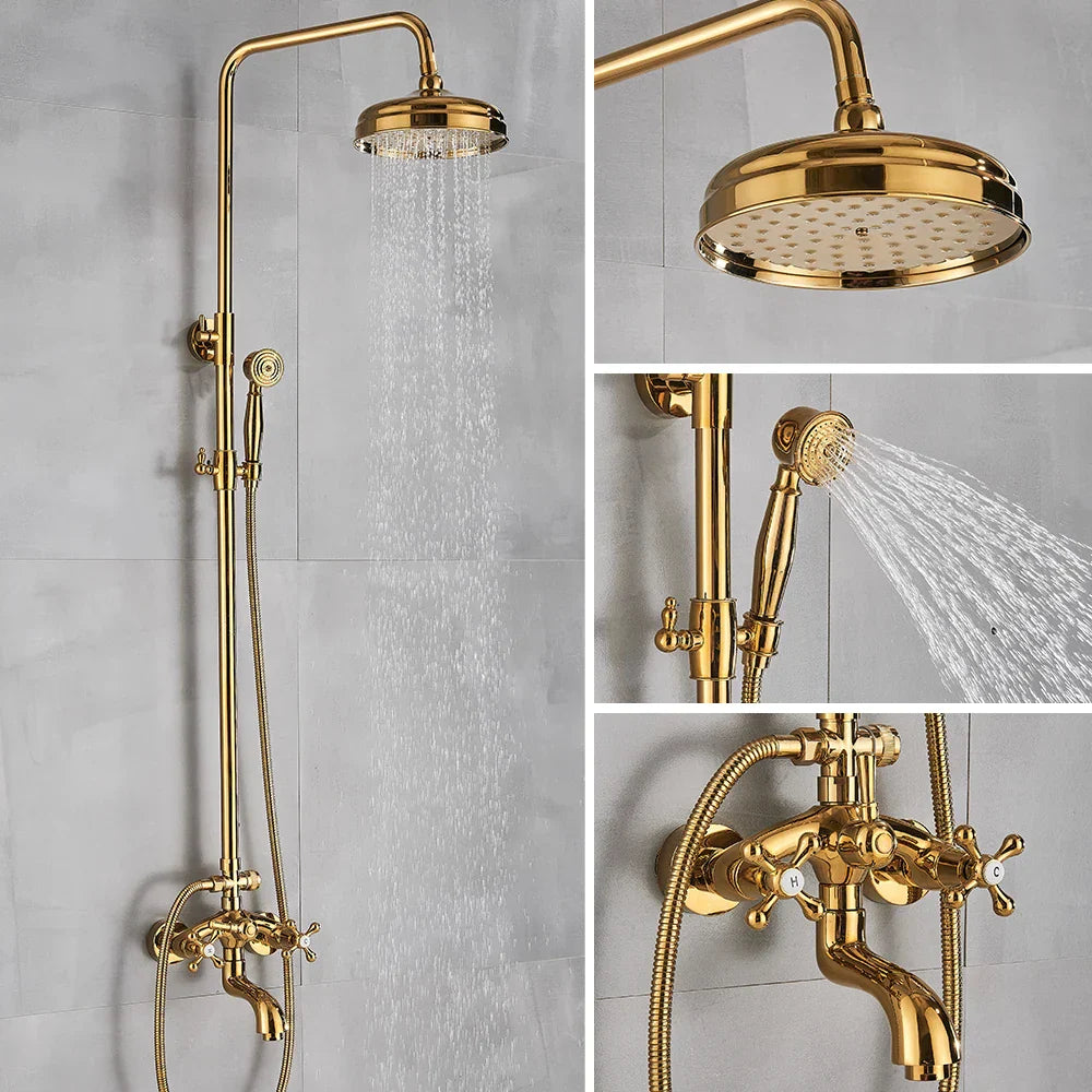 Gold Brass Tub Faucet Set