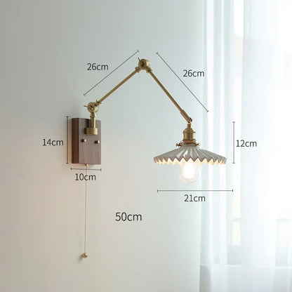 DecorBites™ Copper Swing Arm Wall Lamp Sconce - LED Wall Light for Bedroom Living Room