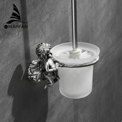 Decorbites™ Klassisches Engel-Messing-Toilettenbürsten- und Halter-Set für das Badezimmer