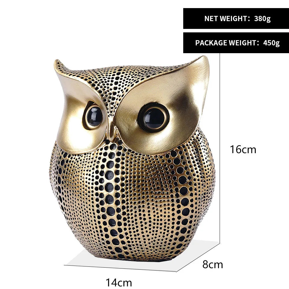 Decorbites™ Goldene Eulen-Figuren: Harz-Tierstatuen für Heimdekoration & Geschenke