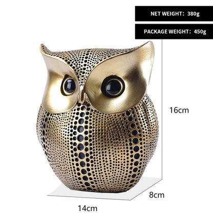 Decorbites™ Goldene Eulen-Figuren: Harz-Tierstatuen für Heimdekoration & Geschenke