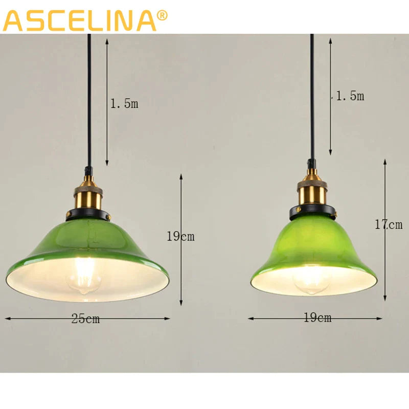 Decorbites™ Grünes Glas-Hängelampe: Nostalgische industrielle LED-Edison-Hängeleuchte für Restaurant & Café