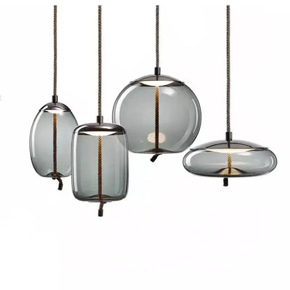 DecorBites™ Hemp Rope Knot Pendant Lights - Suspendu Glass Hanging Lamp