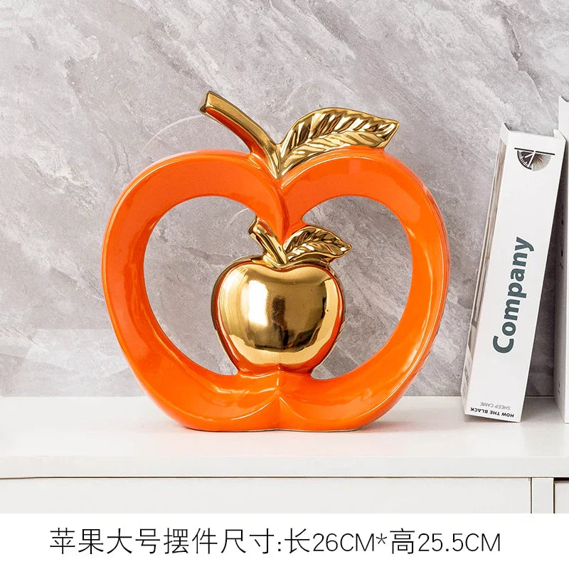 Decorbites™ Vergoldete Keramik-Apfel-Aufbewahrungsbox für Heimdekoration und Organisation