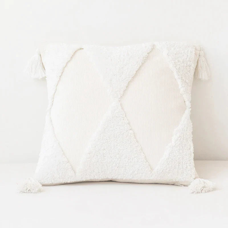 DecorBites™ Diamond Tassel Cushion Cover 45x45cm White Yellow Green Handmade Sofa Bed