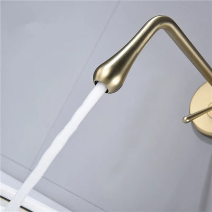 Decorbites™ Gebürsteter Gold Waschbeckenarmatur, Heiß- und Kaltmischbatterie, In-Wand-Wassertropfenarmatur