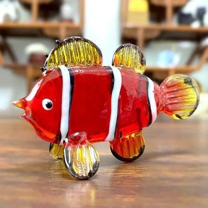 DecorBites™ Crystal Glass Tropical Fish Figurines | Hand Blown Modern Home Decor