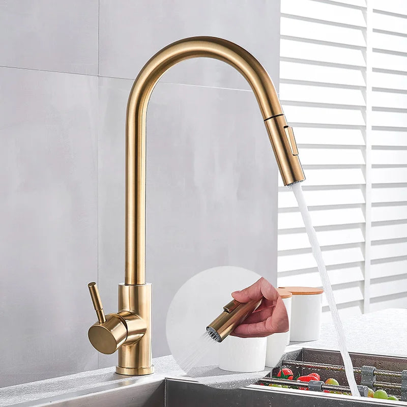 Gold Brass Rotatable Mixer Kitchen Faucet