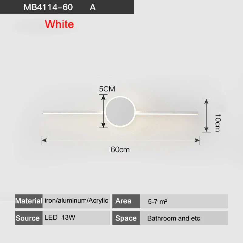 Decorbites™ LED-Wandleuchten - Weiß/Schwarzes Eisen & Aluminiumbasis, Acryl-Schirm, Spiegelleuchten