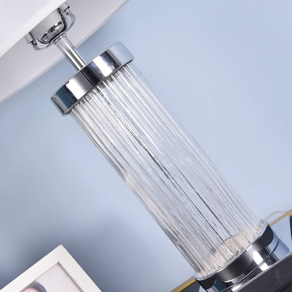 Decorbites™ Glas-Kristall-Zylinder-Tischleuchte mit weißem und schwarzem Lampenschirm LED-Schreibtisch-Nachttischleuchte