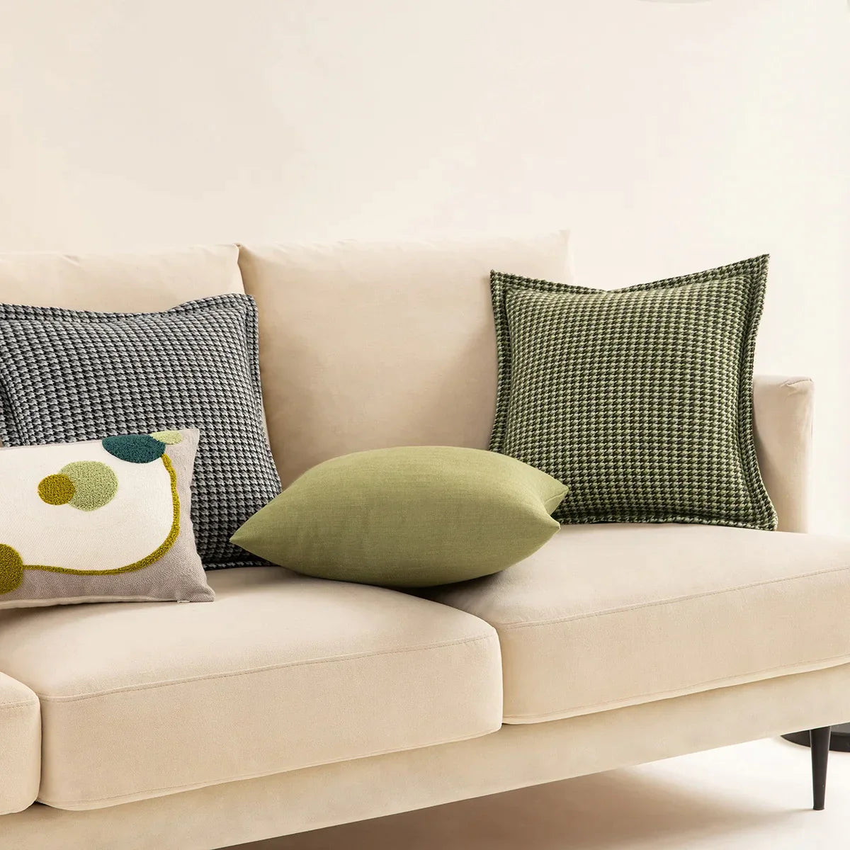 DecorBites™ Houndstooth Jacquard Throw Pillow Covers - Square Cushion Cover
