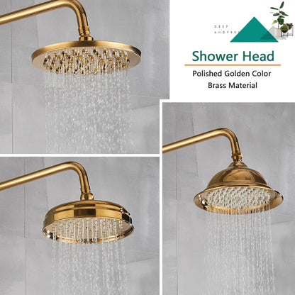 Decorbites™ Gold Messing-Duscharmatur-Set mit Wannenarmatur und Doppelgriffen