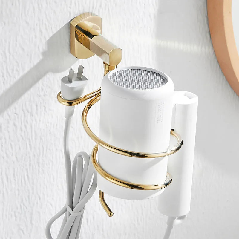 Decorbites™ Haarpflege-Organizer Wandregal - Goldener Halter für Föhn & Glätteisen