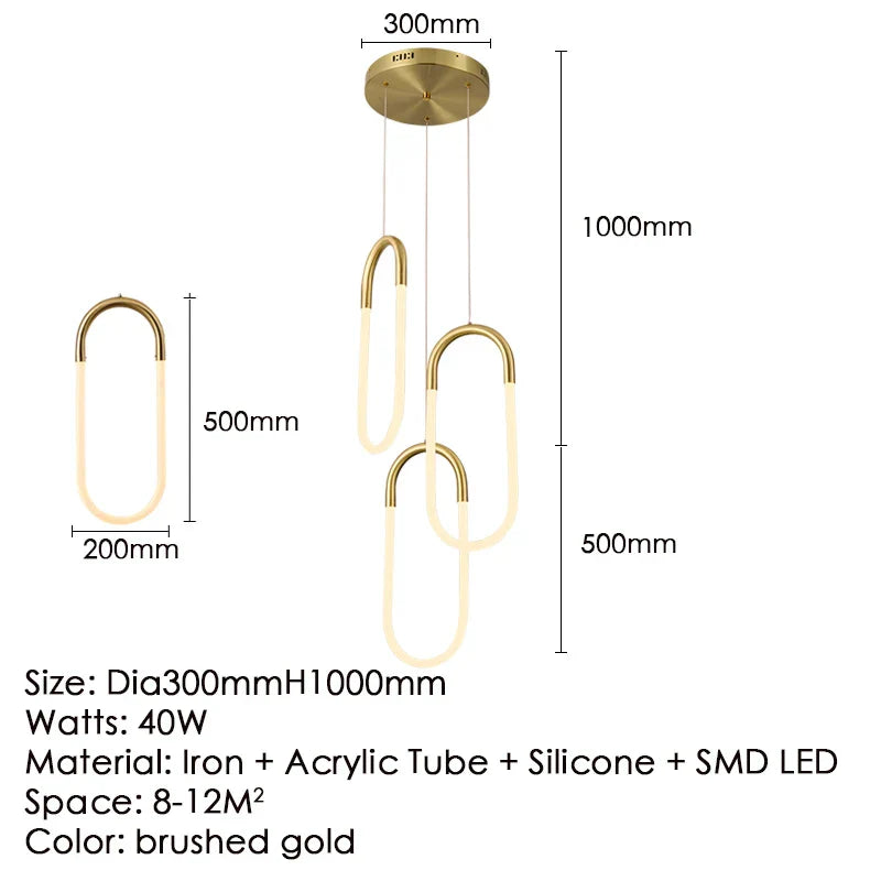 Gold Ring Pendant Light 3-Head Design