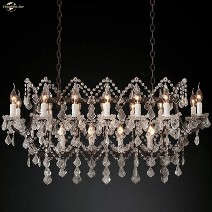 DecorBites™ Iron Crystal LED Chandelier: 19th Century Style Kitchen Pendant Light