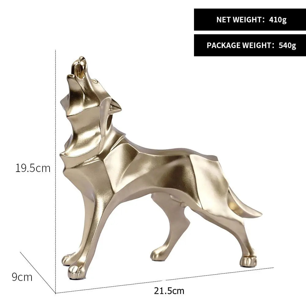 DecorBites™ Geometric Wolf Statue Resin Abstract Animal Figurine Home Office Decor Sculpture