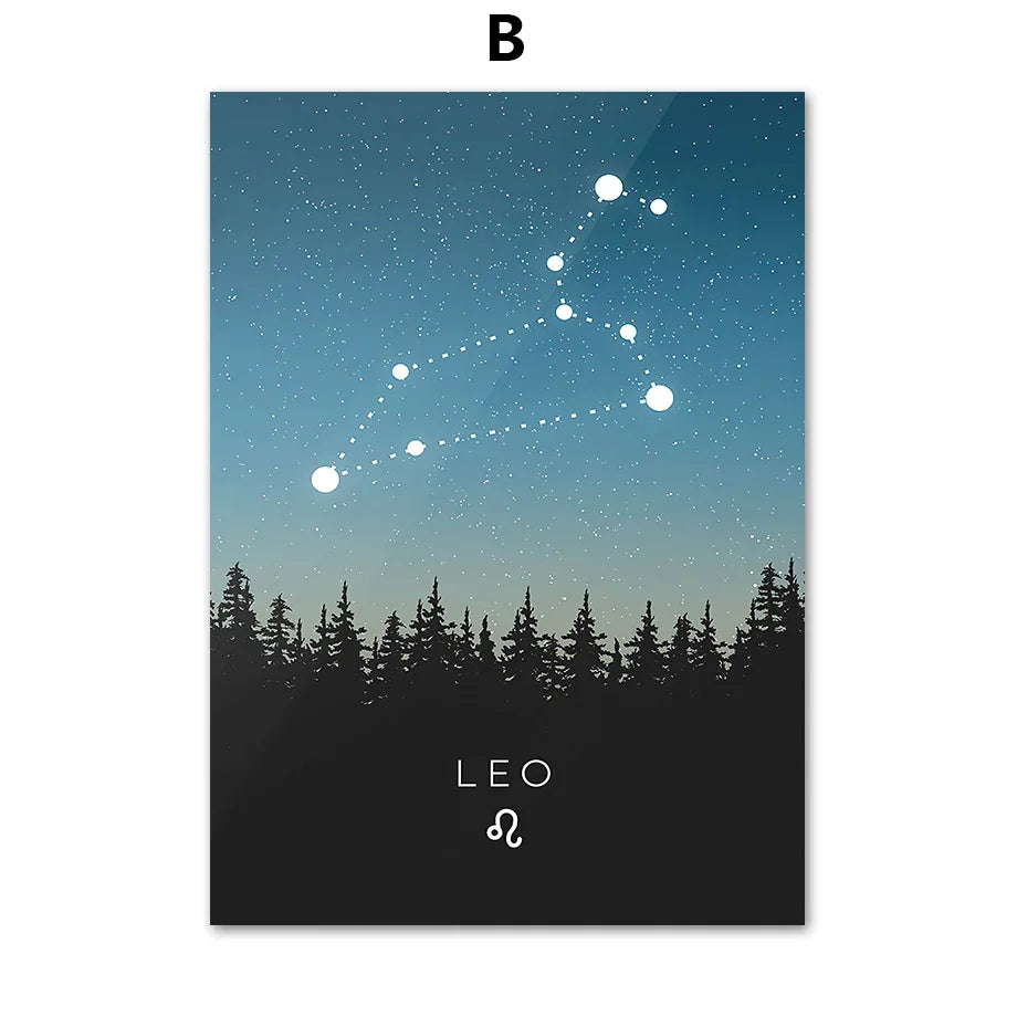 Decorbites™ Leo Krebs Sternzeichen-Leinwandkunst nordische Drucke für Kinderzimmer Heimdekoration