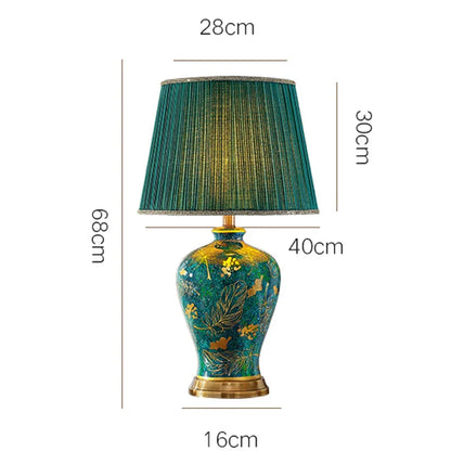 Decorbites™ Smaragd-Königin Grüne Keramiktischlampe - Beleuchtung für Luxus-Villa-Schlafzimmer und Wohnzimmer