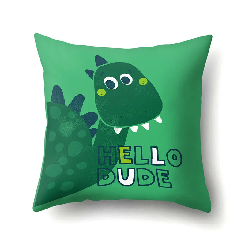 Decorbites™ Dino-Baby-Kissenbezug: Süßer Dino-Auto-Fahrer-Buchstaben-Kissenbezug für Schlafzimmer-Dekoration