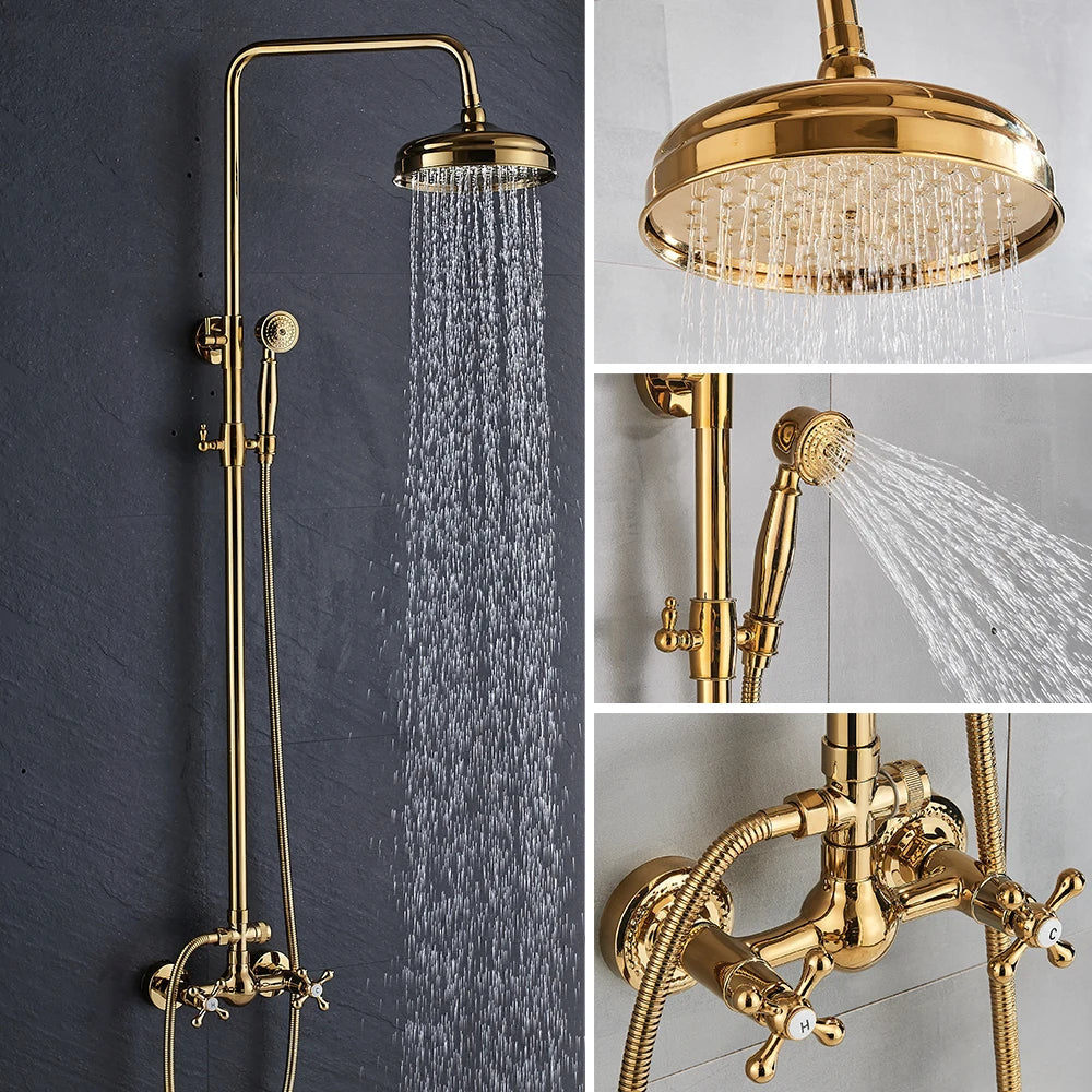 Gold Brass Tub Faucet Set
