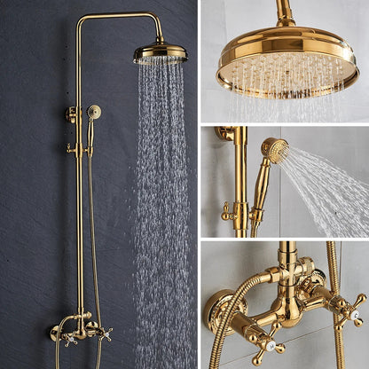 Decorbites™ Gold Messing-Duscharmatur-Set mit Wannenarmatur und Doppelgriffen