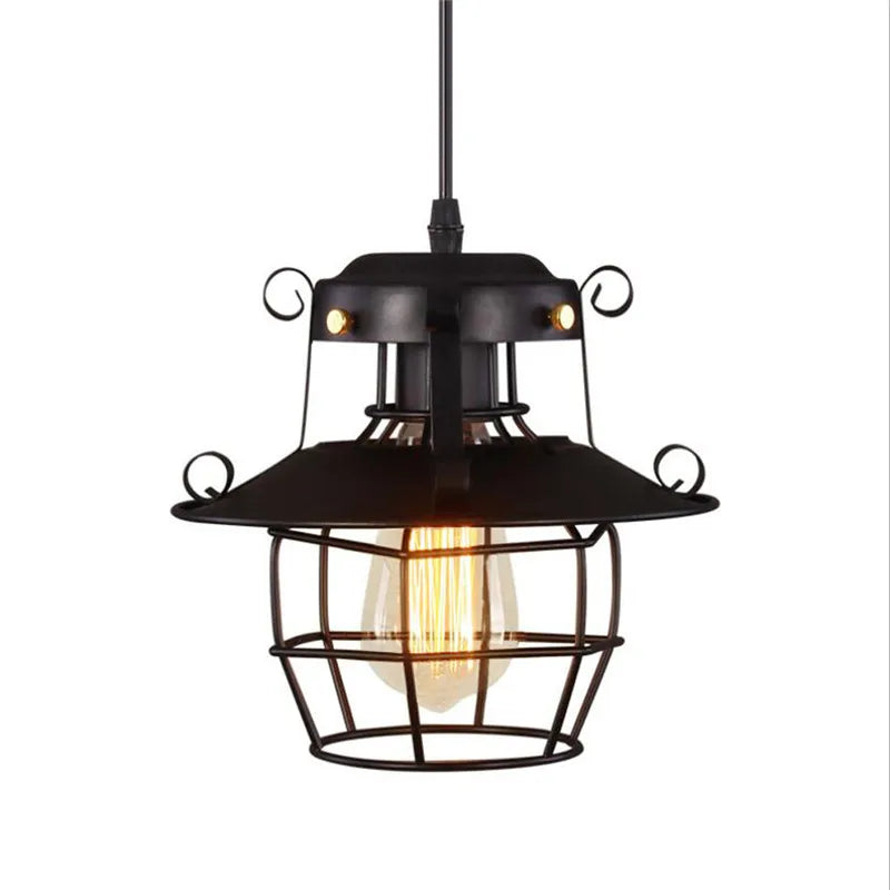 Decorbites™ Industrielles Nordisches Käfig-Pendant-Licht, Schwarzes Eisen Retro-Loft-Hängeleuchte