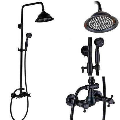 DecorBites™ Black Bronze Shower Faucet Set with 8" Rain Shower Head and Hand Shower