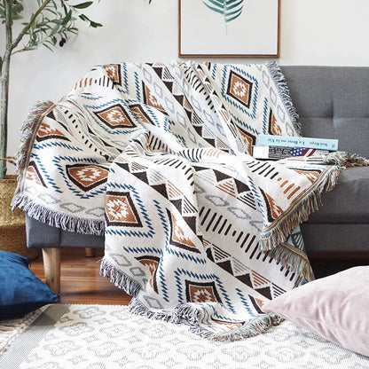 DecorBites™ Knitted Nordic Plaid Blanket - Cozy Home Decor and Sofa Cover