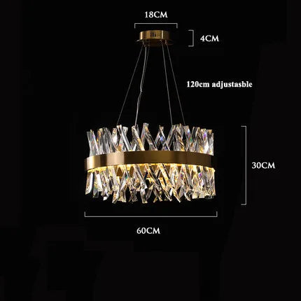 Gold Crystal Dining Chandelier Radiant 120cm