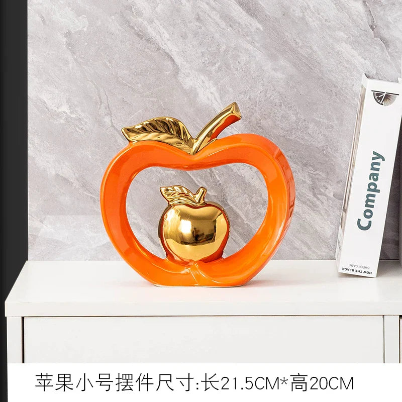 Decorbites™ Vergoldete Keramik-Apfel-Aufbewahrungsbox für Heimdekoration und Organisation