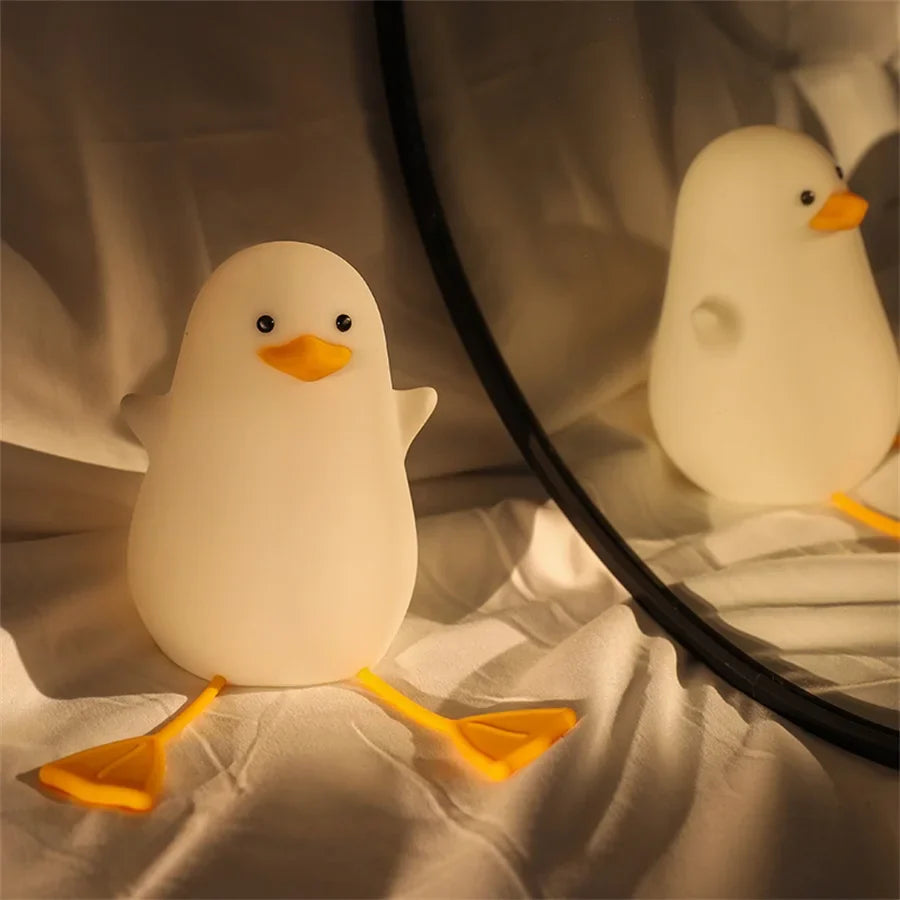 DecorBites™ Duck Cartoon Silicone Night Lamp - USB Rechargeable, Touch Sensor, Timer