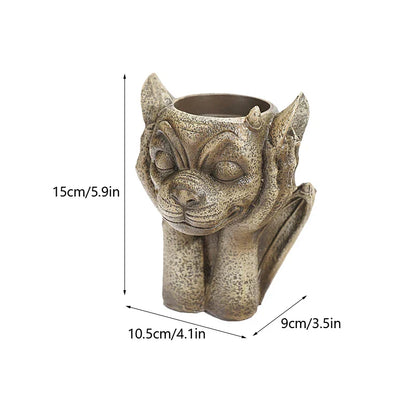 DecorBites™ Gargoyle Resin Vase Sculpture: Unique Home & Garden Decor Accessory