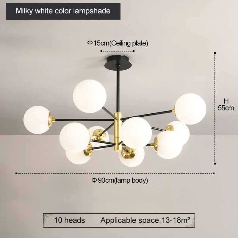 Decorbites™ Glas-Kugeln-LED-Kronleuchter: Retro runde Schmiedeeisen-Innenbeleuchtung für Küche, Wohnzimmer, Bauernhaus