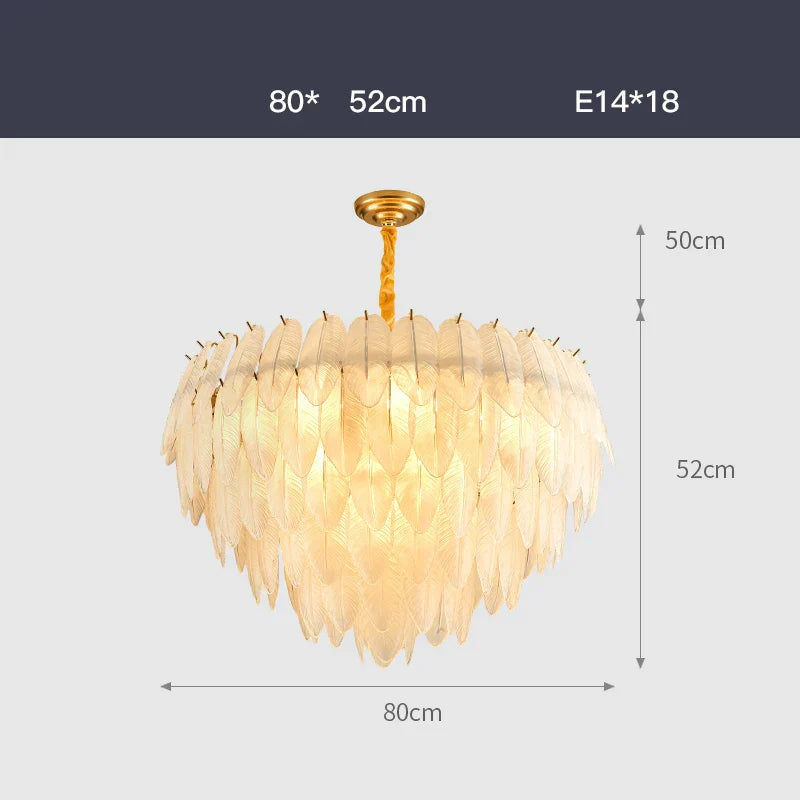 DecorBites™ Glass Feather LED Hanging Chandelier for Foyer