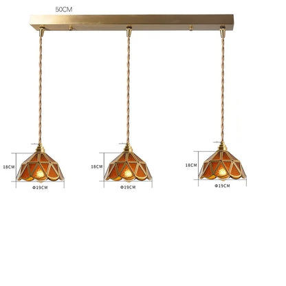 Decorbites™ Japanisches Vintage-Glas-Kupfer-LED-Pendant-Lampenleuchte für Schlafzimmer, Bar, Café