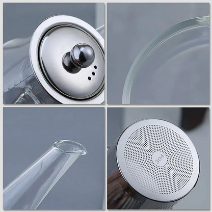 Decorbites™ Glas-Teekanne mit Infuser: Gefilterte Teekanne für Oolong, Puer, Kaffee und Blumentee