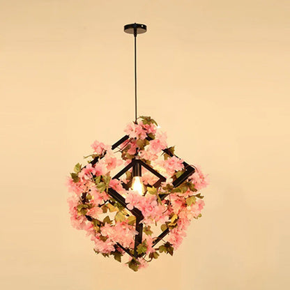 Decorbites™ Grüne Pflanzen Kirschblüten-Kronleuchter, Elegante Hängeleuchte für Bar und Restaurant