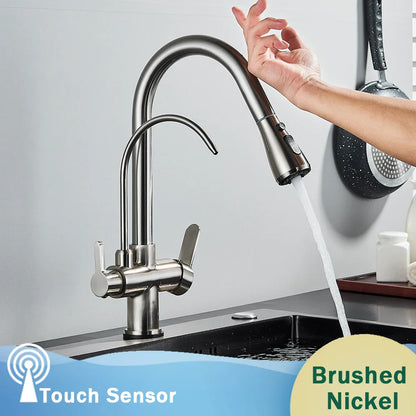 Decorbites™ Schwarzer Küchenarmatur mit Dual-Modus 2 in 1 Reiner-Wasser-Mischbatterie