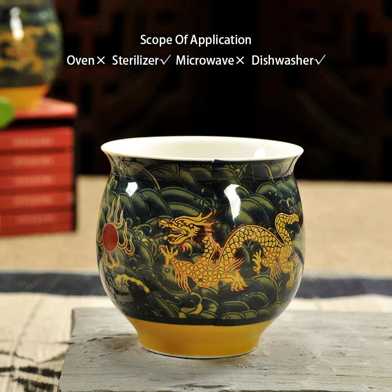 Decorbites™ Drachen-Teekanne-Teeset, Porzellan-Kung-Fu-Teegerät für Pu-Erh-Oolong-Zeremonie