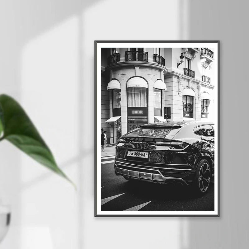 European Street Canvas Painting Fashion Black White Vintage Photo Posters and Prints Wall Pictures for Living Room Home Decor