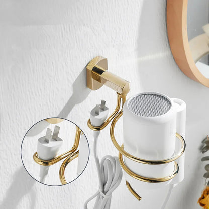 Decorbites™ Haarpflege-Organizer Wandregal - Goldener Halter für Föhn & Glätteisen