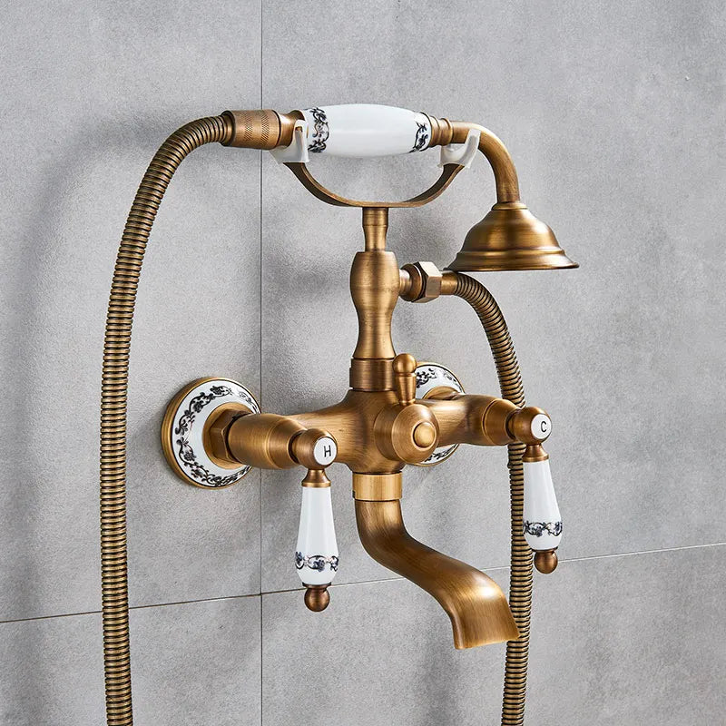 Decorbites™ Golden Schwarzer Badewannenarmatur mit Handbrause und drehbarem Auslauf
