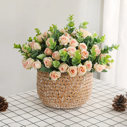 DecorBites™ 5-Fork 11 Roses Bouquet for Home Decor – Small Fresh Korean Style Simulation