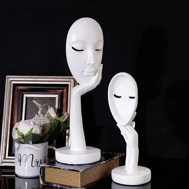 Decorbites™ Abstrakte Kunstskulptur Damegesicht Harz-Ornamente für die Heimdekoration