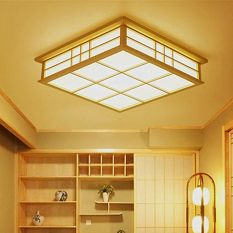 Decorbites™ Japanische Tatami-Holz-Deckenleuchte LED, Beleuchtung für Esszimmer, Schlafzimmer und Arbeitszimmer