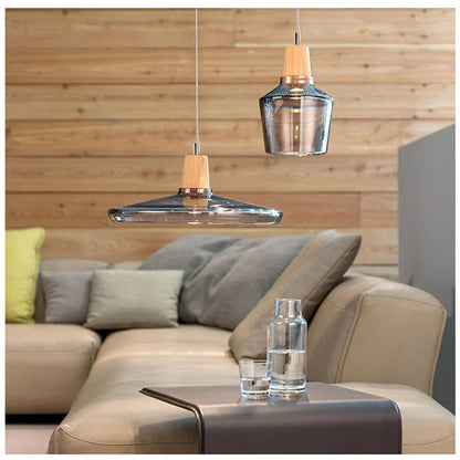 Nordic Glass and Wood Pendant Light