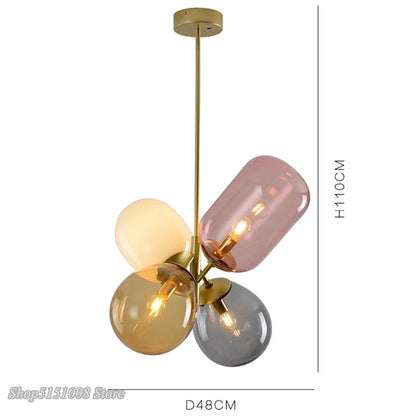 Nordic Balloon Glass Pendant Light in Pink, Gray, or White