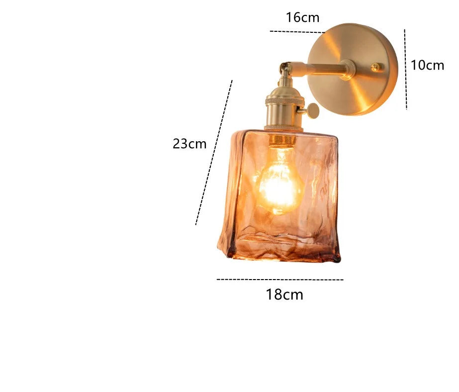 Decorbites™ Bernstein-Glas-Wandleuchte-Schalter, Moderne Kupfer-LED-Lampe für Zuhause, Schlafzimmer, Wohnzimmer